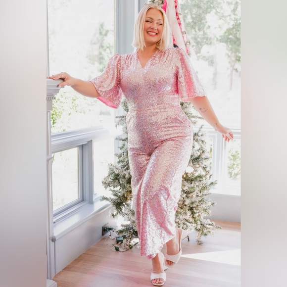 NWT Ivy City Co Bejeweled Sequin Jumpsuit - Picture 1 of 6